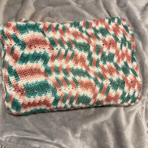 Vintage Chevron Knit Crochet Granny Throw Blanket LARGE 76”x 54” Handmade Afghan - Picture 2 of 11