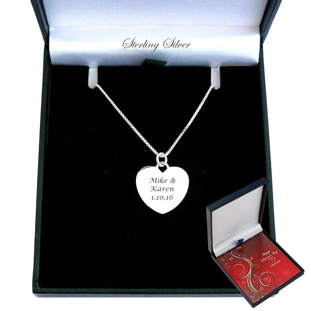 Gravur Valentinstag Geschenk, Sterling Silber Halskette, personalisierte Gravur