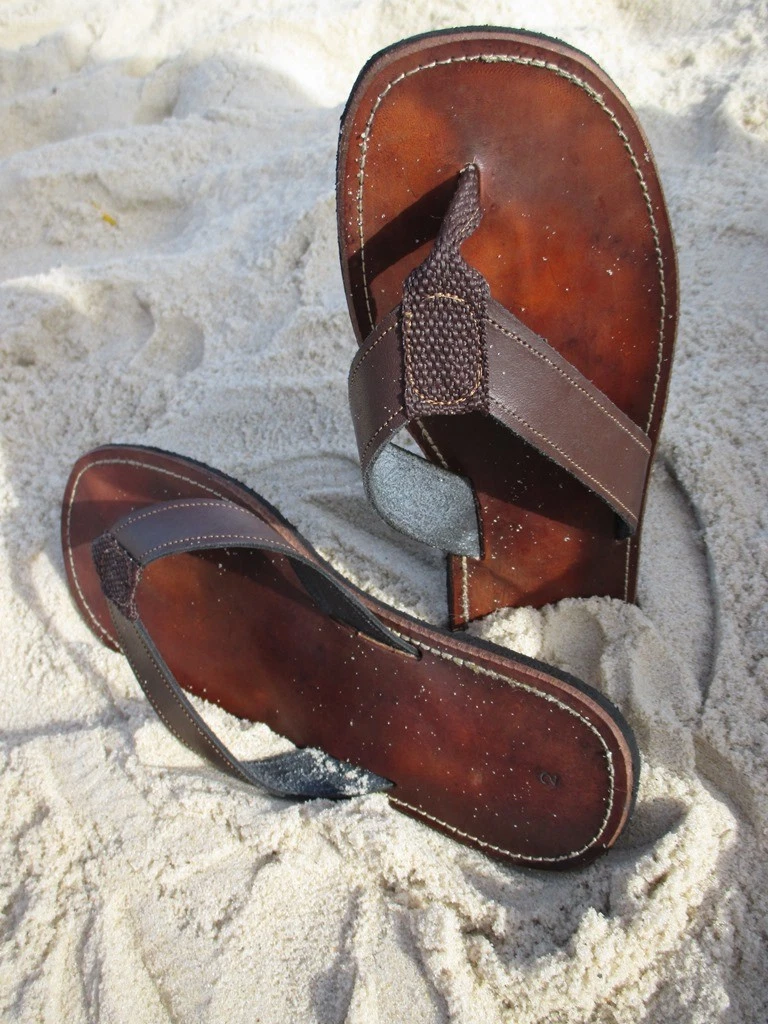 mens leather toe loop sandals