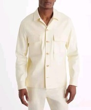 Express Mens Large Slim Light Yellow Linen Blend Thin Jacket NWT MSRP $148.00