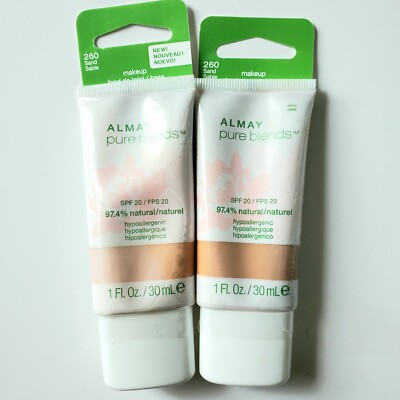 NEW 2x Almay Pure Blends 95% Natural Makeup Neutral #260 SAND Discontinued 