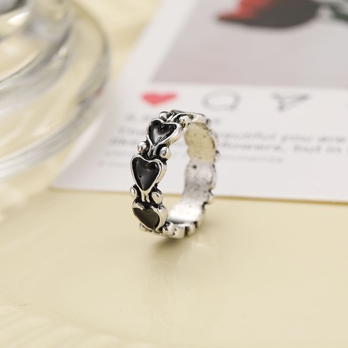 Gothic Punk Silver Plated Rings Women Fashion Jewelry Heart Wedding Bands Ring - Picture 21 of 55