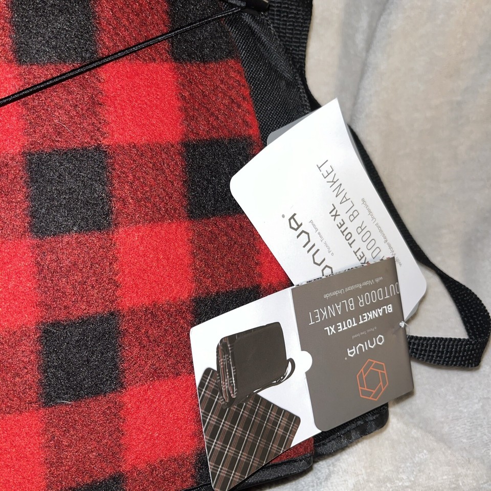 Picnic Time Blanket Tote XL Outdoor Picnic Blanket Red/Black Buffalo