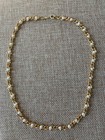 Vintage Gold Tone Double Link Necklace with Faux Pearl Accents 16.5"