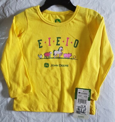 NWT John Deere girls E*I*E*I*O Long Sleeve T shirt top 12M 18M 24M Great Gift!