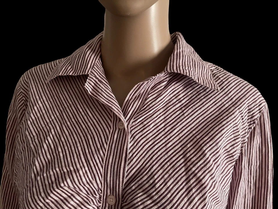 NUEVO CON ETIQUETAS Joe Camisa Boxer Mujer’s Grande Juniors Abotonada Manga Larga Damas Rayas Foto 3 de 4