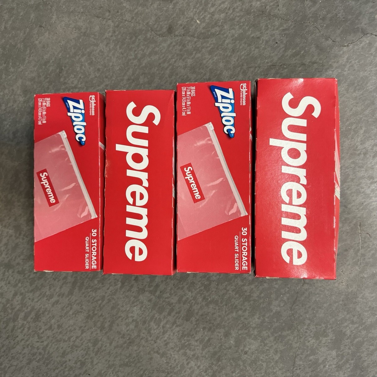 Supreme Ziploc Bags ALL 4 BOXES(Box of 30 Count Each) NEW IN