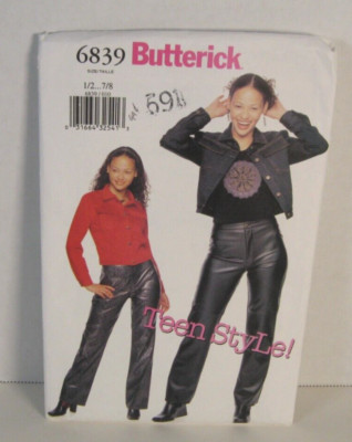 Butterick Teen Style! 6839 Hip Jacket & Pants Junior 1/2 - 7/8 Pattern Uncut