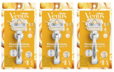 Venus MoistureGlide 5-Blade-1 Razor 2 Refill each-3 Pack=3 Holders, 6 Cartridges