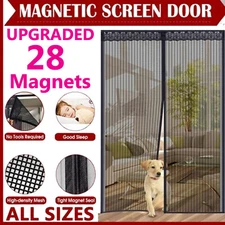 Magnetic Screen Door Mesh Curtain Durable Heavy Duty Mosquito Net Bug Hands Free