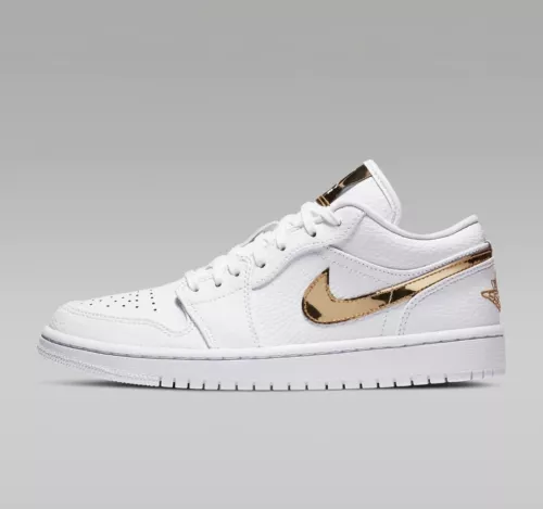Nike Air Jordan 1 Low Weiß Metallic Gold 44 Neu OVP Sneaker CZ4776-100