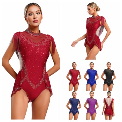 DE Freebily Damen Glitzer Ärmelloser Ballettanzug Leotard Tanzbody Dancewear