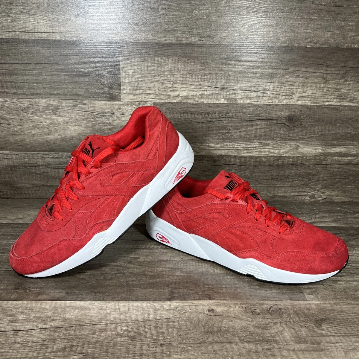 pindas Decimale Ansichtkaart Puma Trinomic R698 Allover suede Trainer 359392 02 Red/White size11 | eBay