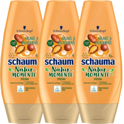3 x Schauma Natur-Momente Spülung Arganöl & Macadamiaöl 250ml - Bild 1 von 2