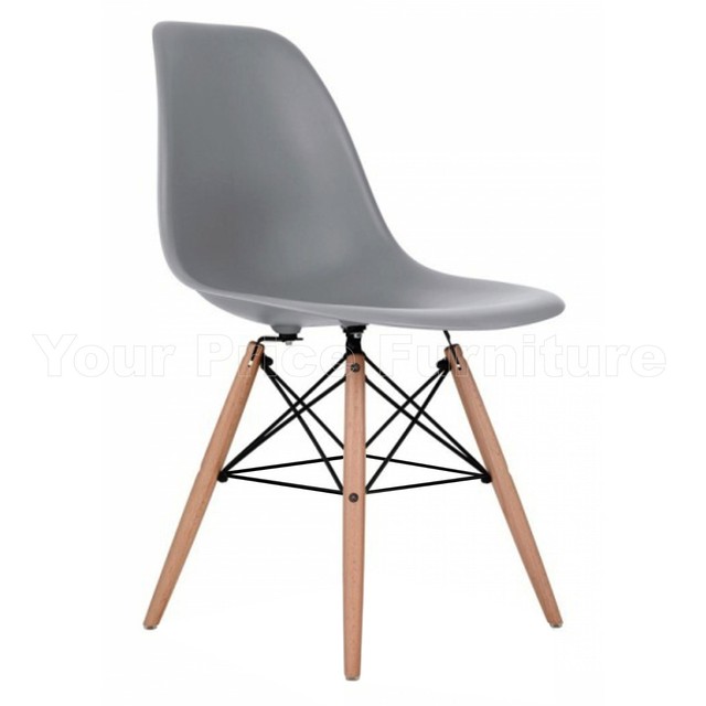 2 Grey Charles Ray Eames Inspired Quality Abs Plastic Dsw Lounge Eiffel Style Dining Chairs Abs Plastic Grey With Wood Leg Free Delivery 1 2