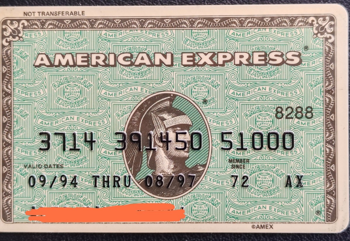 American Express USA Vintage Credit Card green thru 1997 | eBay