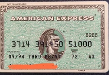 American Express USA Vintage Credit Card green thru 1997