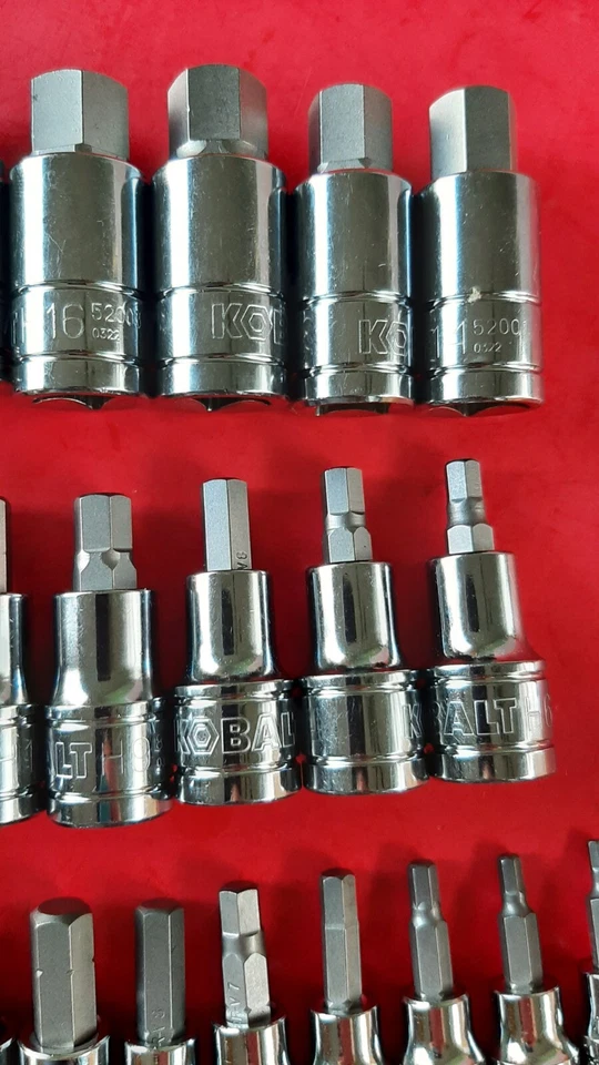 NEW KOBALT TOOLS 30pc 1/4" 3/8" 1/2" Drive METRIC Hex Bit Driver Socket Set - Image 3 of 4
