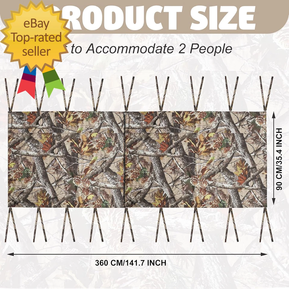 Hunting Tree Stand Blinds Cover Camouflage Universal Tree Stand Blinds Realistic - Image 2 of 4