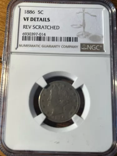 1886  Liberty Nickel VF Very Fine Details  NGC Certified