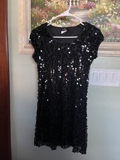 Girls Black Sequins Dress Size 14 Used