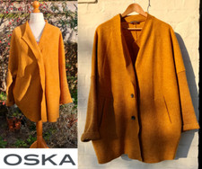 Oska Moessmer Jacket Boiled Wool Burnt Orange & Ochre Size 1 (uk 10) Oversized