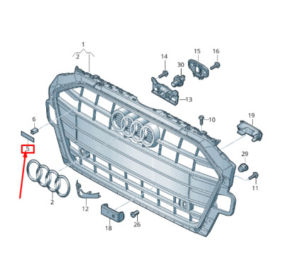 AUDI A4 Avant B9 Radiator Grille Emblem 8W0853736D 2ZZ  