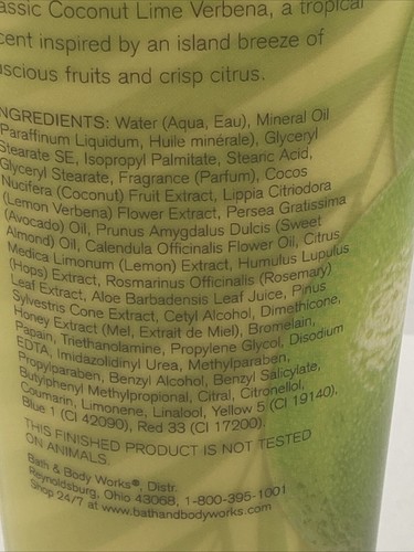 1) Bath & Body Works Coconut Lime Verbena Body Cream DISCONTINUED Lotion - Picture 9 of 12