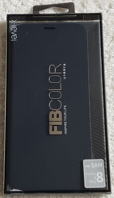 Für Samsung Galaxy S8 Plus X-Level FIBCOLOR Ultra Slim Full Flip Case/Ständer BLAU