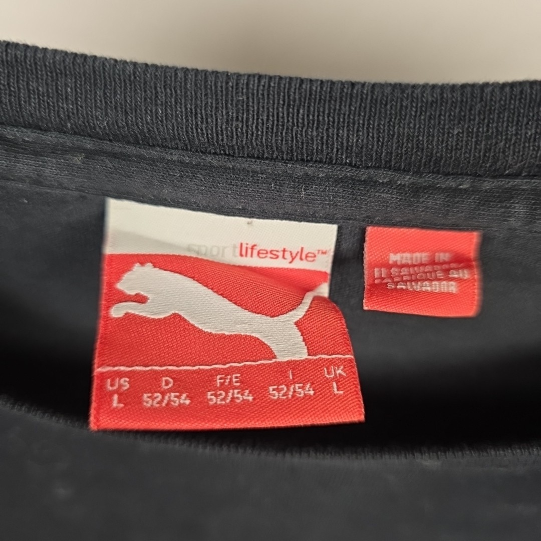 Puma shirt mens Large Active Long Sleeve Logo Graphic Athletic Black/Red/White thumbnail 2