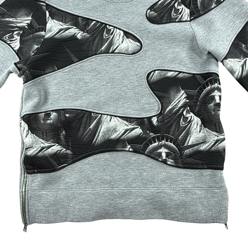 Neil Barrett Sweatshirt Mens XL Gray Statue Of Liberty Neoprene Side Zippers - Image 3 of 4