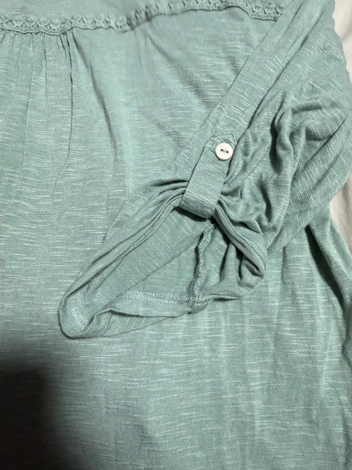 Democracy Women's Light Green Half Sleeve Blouse Boho Size XL - Image 4 of 4