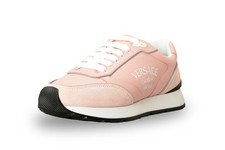 Versace Women's Pale Pink 100 Leather Logo Embroidery Sneakers Shoes US 11 IT 41