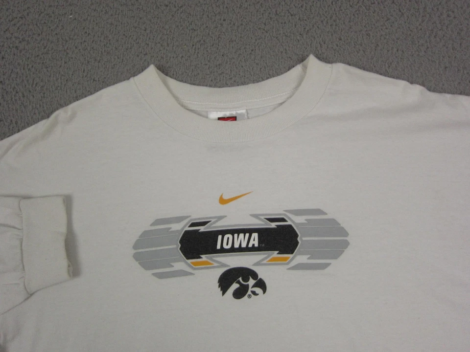 Vintage Iowa Hawkeyes Shirt Mens Large White Nike Swoosh Team Football Long - Image 2 of 4
