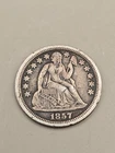 1857 Seated Liberty Silver Dime 10c