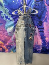 1990 sVINTAGE Disney Mickey Mouse Denim Jumpsuit Overalls Size 5 Blue Colorblock