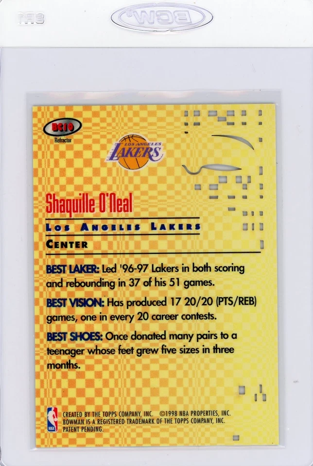 Bowman’s Best Cuts 1997 refractor atómico #BC10 Shaquille O’Neal LA Lakers leer Foto 2 de 2