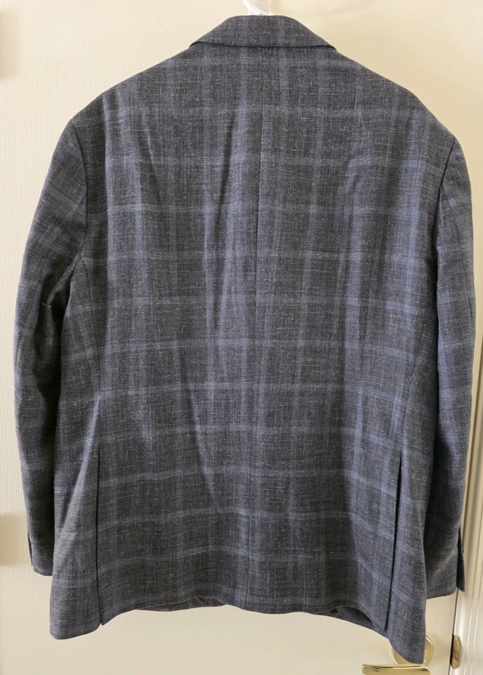 Blazer JOSEPH ABBOUD Lana Seda Lino Tela por SAN ILDEFONSO Para hombres 46R Gris Azul Foto 2 de 4