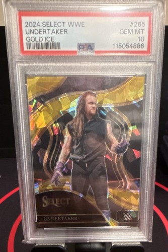 Panini 2024 Select WWE Undertaker #265 Ringside Gold Ice Prizm /10 PSA 10
