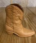 Vintage Frankoma Pottery #134 Terracotta Brown Cowboy Boot Vase 4 1/2"