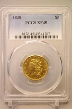 1838 $5 Classic Head Half Eagle PCGS XF45 #4707