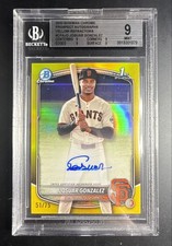 2025 Bowman Chrome-Prospect Autograph Josuar Gonzalez CPA-JD Yellow Refractor/75