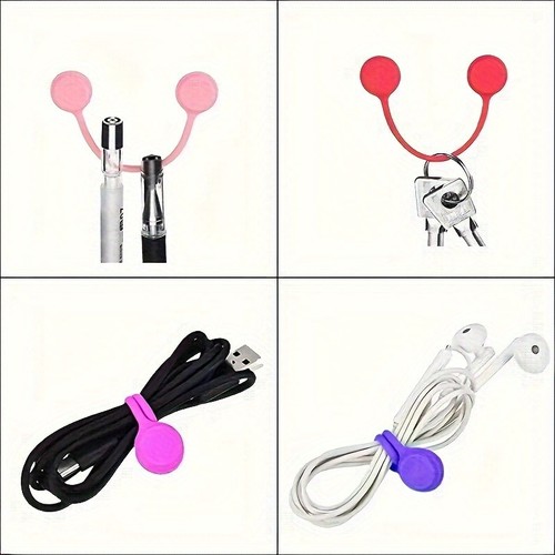 10 Pack Magnetic Silicone Cable Ties for Cords, Headphones, Wire Organizer - 第 3/10 張圖片