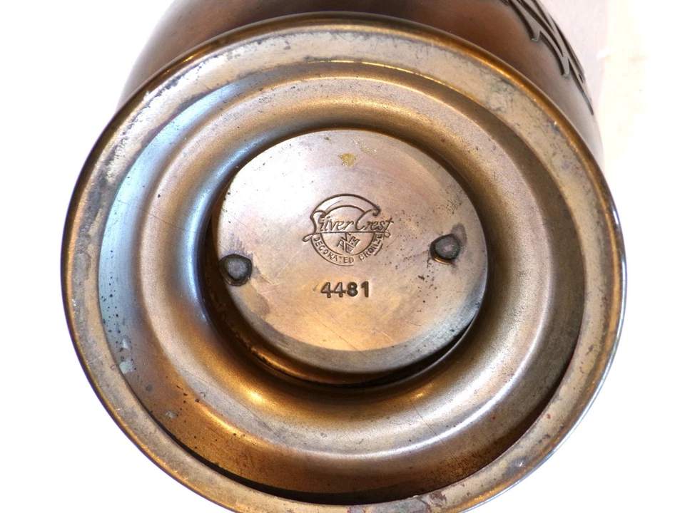 Escudo Griffin de bronce con escudo de plata artesanal vintage #4481 cuenco con patas *Q Foto 4 de 4