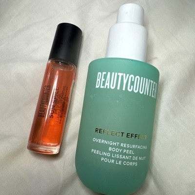 Beautycounter Sun Spill Rollerball Perfume .3oz & Reflect Effect  Overnight Peel