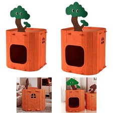 Cat House Enclosed Bed Kitten Felt Nest Scratch Resistant Cat Bed Cave for Pet