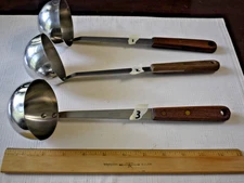 Vintage Robinson Knife Co Soup Ladle Stainless Wood Handle Made in Chicago USA