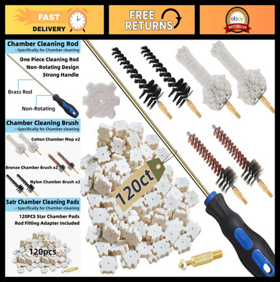 .308 Caliber 7.62mm Chamber Cleaning Kit - Non-Rotating Rod, Brushes & Pads