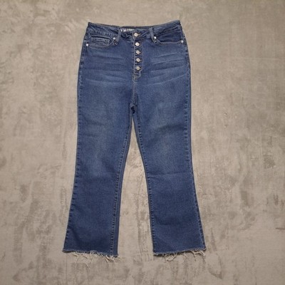 YMI Size 13 Vintage Dream High Rise Ankle Flare Jeans Raw Hem Button Fly