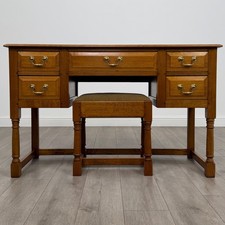 Vintage 20th Century Fine Quality Oak Writing Table With Stool ( REF AF-4361 )